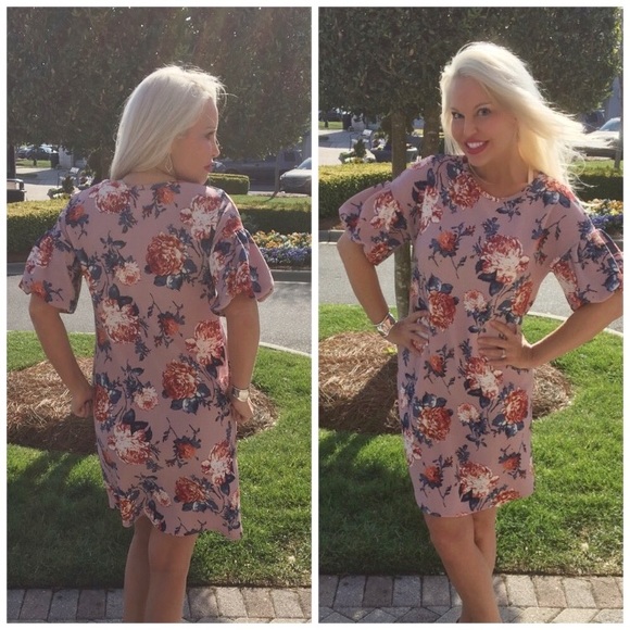 BEST DRESS! Beautiful Dusty Pink Floral Dress! 💕 - Picture 5 of 5